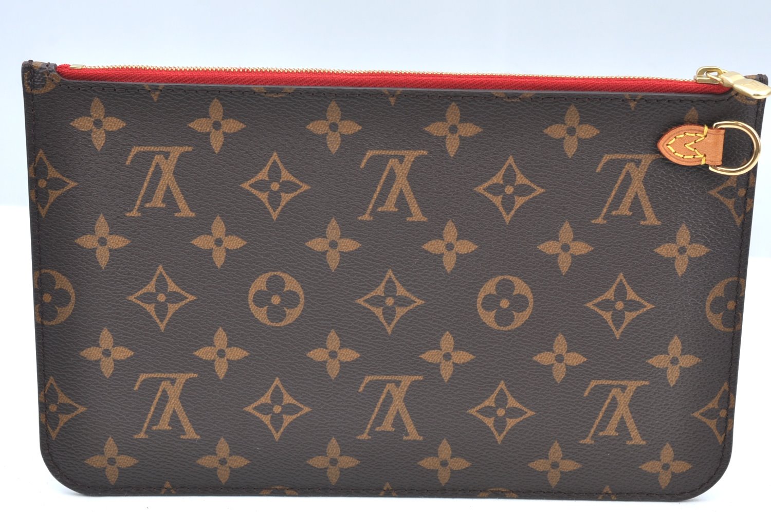 Authentic Louis Vuitton Monogram Neverfull Pouch Purse Clutch Bag Red LV K4432