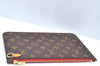 Authentic Louis Vuitton Monogram Neverfull Pouch Purse Clutch Bag Red LV K4432