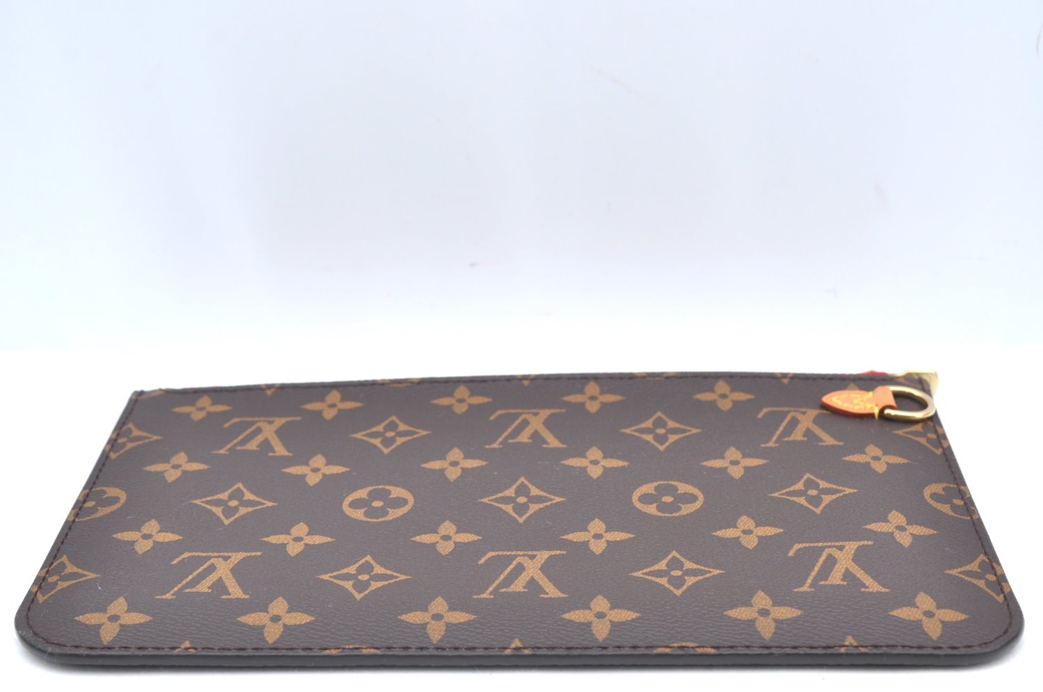 Authentic Louis Vuitton Monogram Neverfull Pouch Purse Clutch Bag Red LV K4432