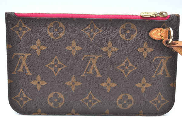 Authentic Louis Vuitton Monogram Neverfull Pouch Purse Clutch Bag Pink LV K4435