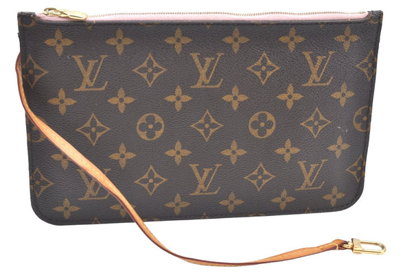 Authentic Louis Vuitton Monogram Neverfull Pouch Purse Clutch Bag Pink LV K4437