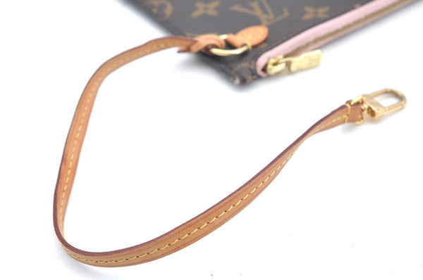 Authentic Louis Vuitton Monogram Neverfull Pouch Purse Clutch Bag Pink LV K4437