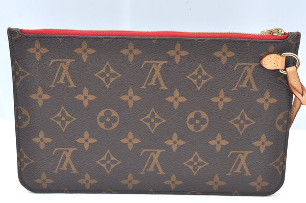 Authentic Louis Vuitton Monogram Neverfull Pouch Purse Clutch Bag Red LV K4438