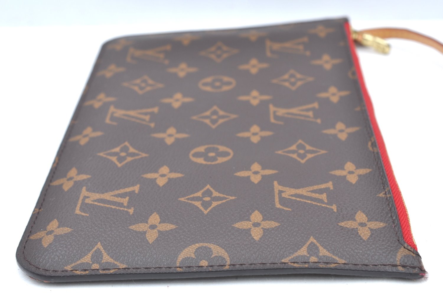 Authentic Louis Vuitton Monogram Neverfull Pouch Purse Clutch Bag Red LV K4438