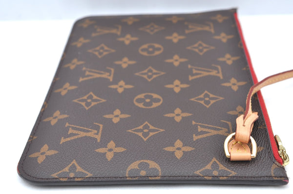 Authentic Louis Vuitton Monogram Neverfull Pouch Purse Clutch Bag Red LV K4438