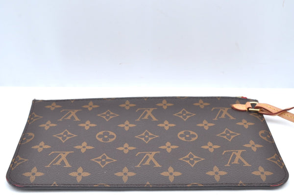 Authentic Louis Vuitton Monogram Neverfull Pouch Purse Clutch Bag Red LV K4438