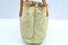 Auth PRADA Vintage Nylon Tessuto Leather Shoulder Hand Bag Light Yellow K4441