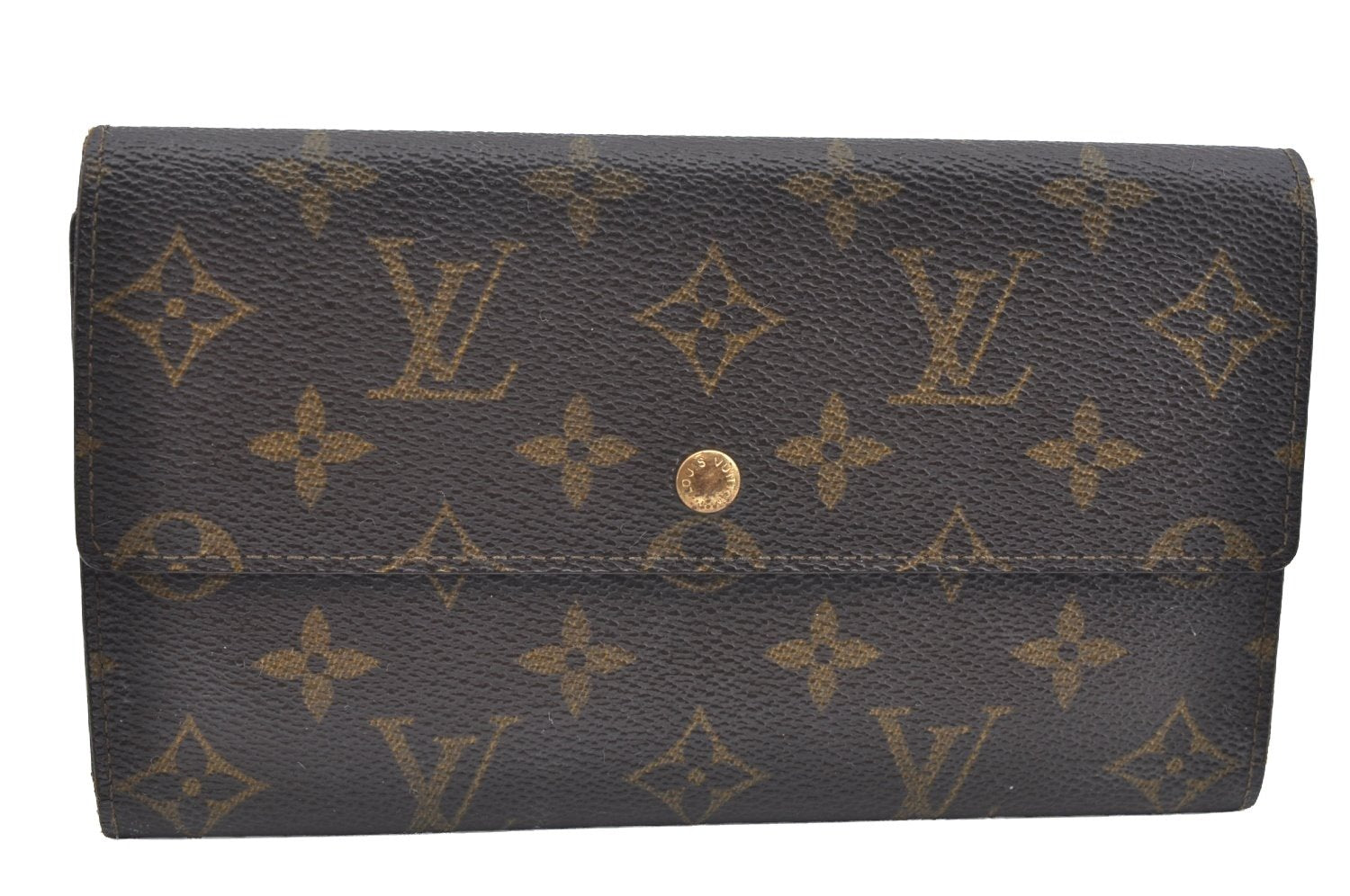 Authentic Louis Vuitton Monogram Porte Tresor International M61215 Wallet K4445