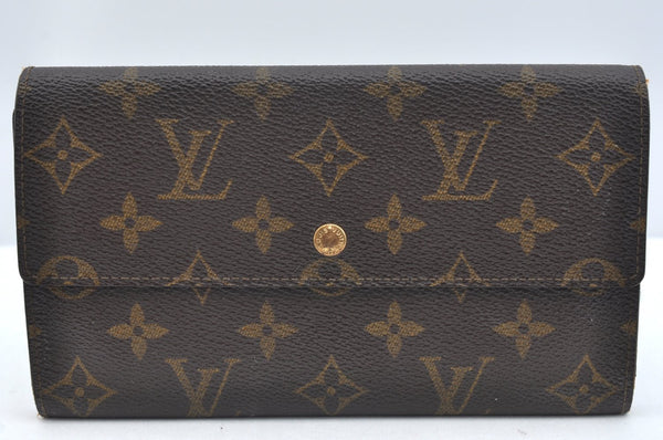 Authentic Louis Vuitton Monogram Porte Tresor International M61215 Wallet K4445
