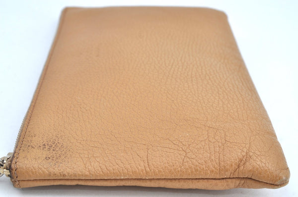 Authentic GUCCI Bamboo Tassel Clutch Bag Pouch Purse Leather 376854 Beige K4450