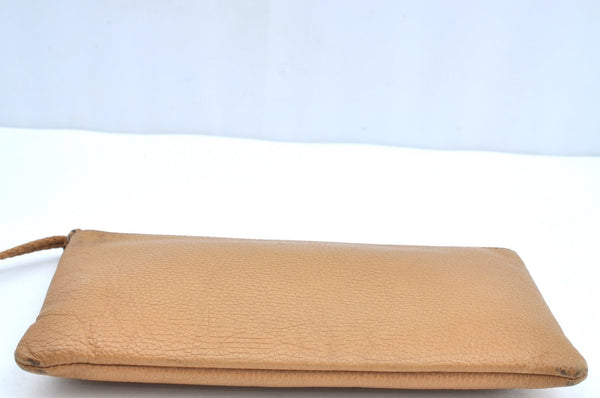 Authentic GUCCI Bamboo Tassel Clutch Bag Pouch Purse Leather 376854 Beige K4450