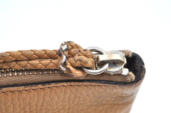 Authentic GUCCI Bamboo Tassel Clutch Bag Pouch Purse Leather 376854 Beige K4450