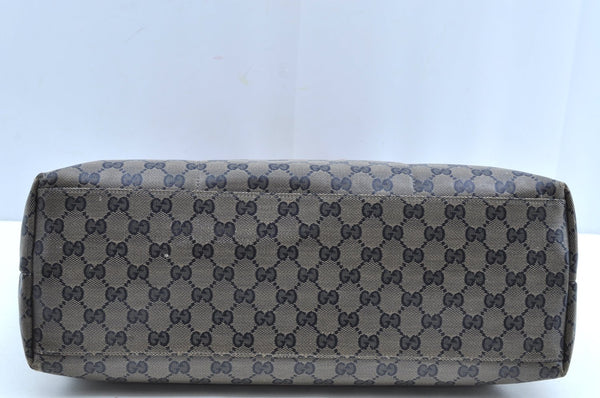 Authentic GUCCI Sherry Line GG Crystal Tote Bag PVC Leather 155524 Navy K4452