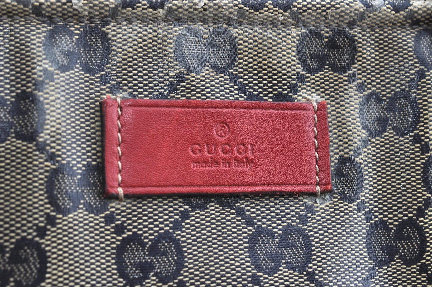 Authentic GUCCI Sherry Line GG Crystal Tote Bag PVC Leather 155524 Navy K4452