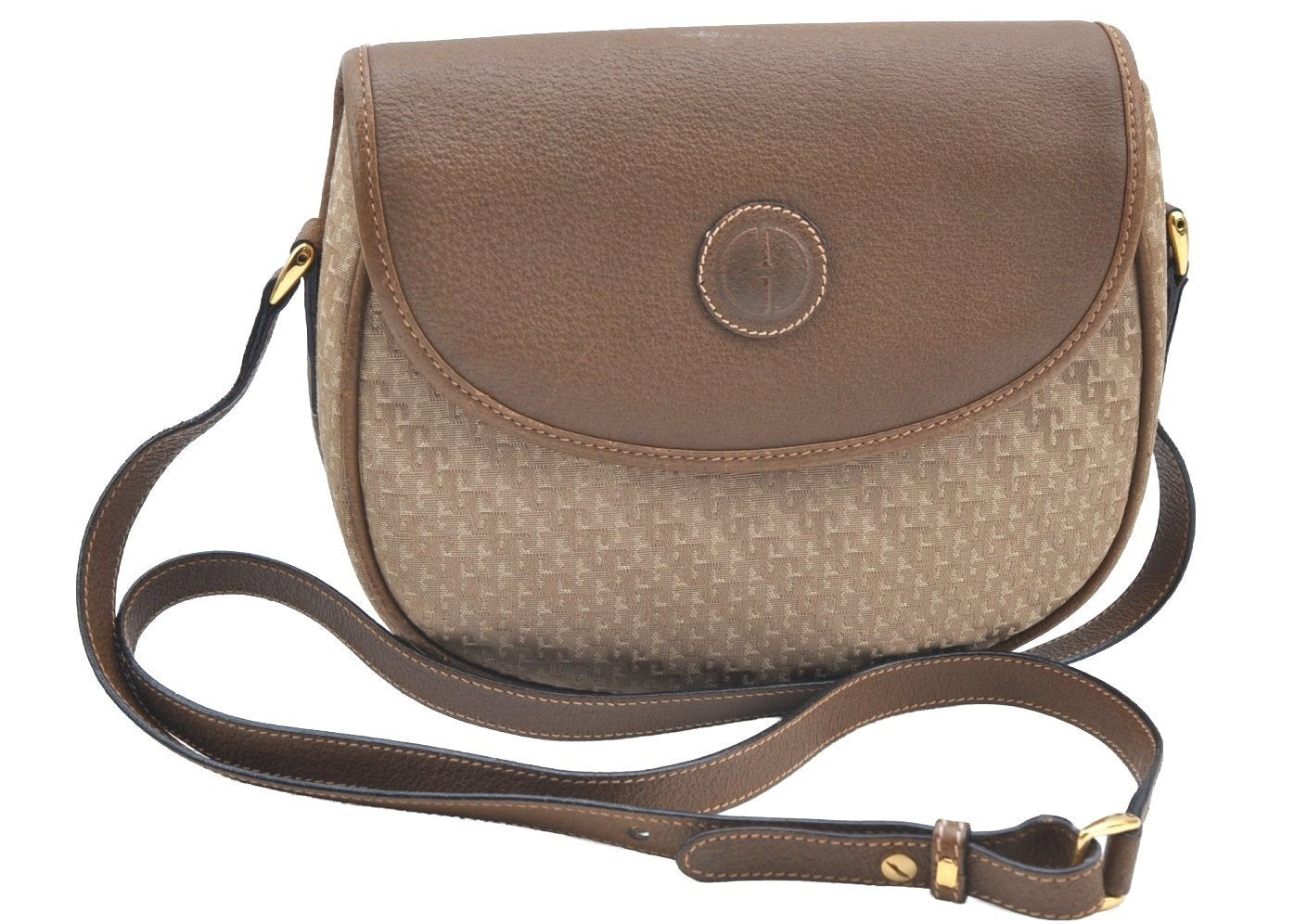 Authentic GUCCI Shoulder Cross Body Bag Purse Canvas Leather Beige Brown K4455