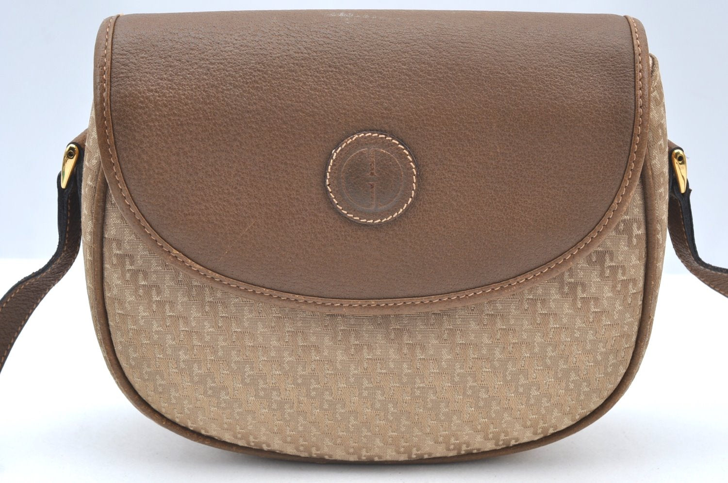 Authentic GUCCI Shoulder Cross Body Bag Purse Canvas Leather Beige Brown K4455