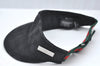 Authentic GUCCI Web Sherry Line Sun Visor GG Canvas Leather Size S Black K4458
