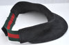 Authentic GUCCI Web Sherry Line Sun Visor GG Canvas Leather Size S Black K4458