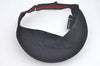 Authentic GUCCI Web Sherry Line Sun Visor GG Canvas Leather Size S Black K4458