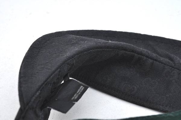 Authentic GUCCI Web Sherry Line Sun Visor GG Canvas Leather Size S Black K4458
