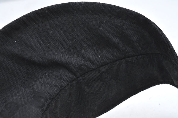 Authentic GUCCI Web Sherry Line Sun Visor GG Canvas Leather Size S Black K4458