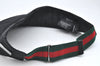 Authentic GUCCI Web Sherry Line Sun Visor GG Canvas Leather Size S Black K4458