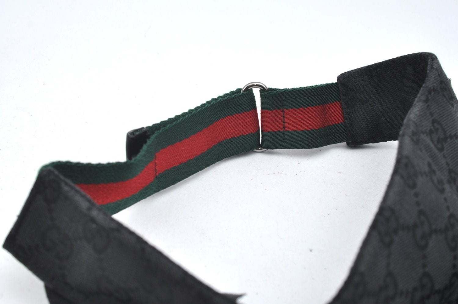 Authentic GUCCI Web Sherry Line Sun Visor GG Canvas Leather Size S Black K4458