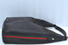 Authentic GUCCI Web Sherry Line Shoulder Bag Canvas Leather 73885 Black K4459