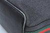 Authentic GUCCI Web Sherry Line Shoulder Bag Canvas Leather 73885 Black K4459