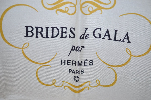 Authentic HERMES Carre 90 Scarf "BRIDES de GALA par" Silk Red K4460