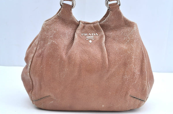 Authentic PRADA Vintage Leather Shoulder Tote Bag Pink K4462