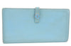 Authentic CHANEL Calf Skin CoCo Button Long Wallet Purse Light Blue K4474