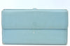 Authentic CHANEL Calf Skin CoCo Button Long Wallet Purse Light Blue K4474