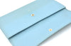 Authentic CHANEL Calf Skin CoCo Button Long Wallet Purse Light Blue K4474