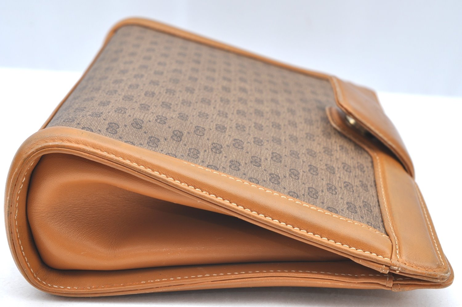 Authentic GUCCI Micro GG PVC Leather 2Way Shoulder Clutch Bag Purse Brown K4493