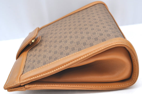 Authentic GUCCI Micro GG PVC Leather 2Way Shoulder Clutch Bag Purse Brown K4493