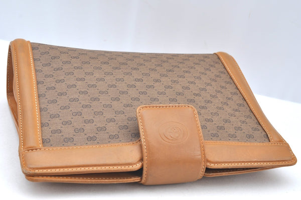 Authentic GUCCI Micro GG PVC Leather 2Way Shoulder Clutch Bag Purse Brown K4493