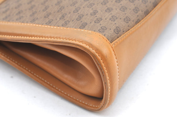 Authentic GUCCI Micro GG PVC Leather 2Way Shoulder Clutch Bag Purse Brown K4493