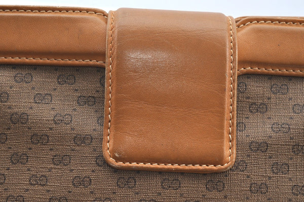 Authentic GUCCI Micro GG PVC Leather 2Way Shoulder Clutch Bag Purse Brown K4493