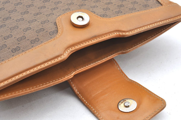Authentic GUCCI Micro GG PVC Leather 2Way Shoulder Clutch Bag Purse Brown K4493