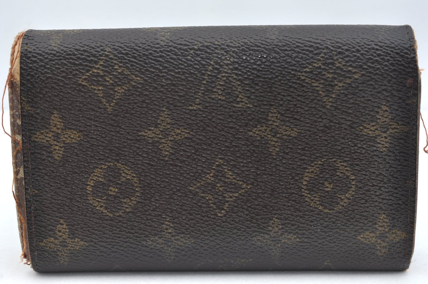 Authentic Louis Vuitton Monogram Porte Monnaie Billets Tresor Wallet Junk K4494