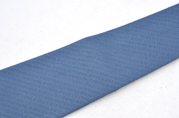 Authentic Louis Vuitton Vintage Logo Necktie Tie Silk Blue LV K4499