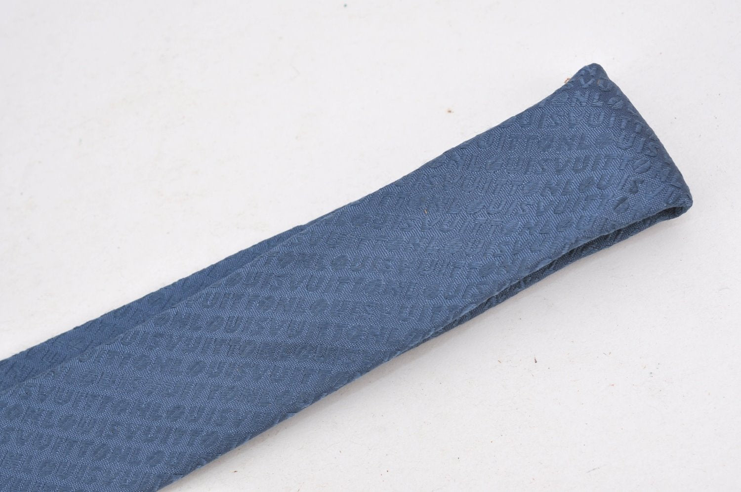 Authentic Louis Vuitton Vintage Logo Necktie Tie Silk Blue LV K4499