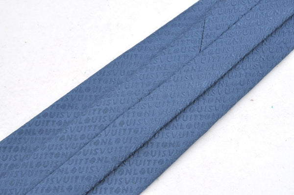 Authentic Louis Vuitton Vintage Logo Necktie Tie Silk Blue LV K4499