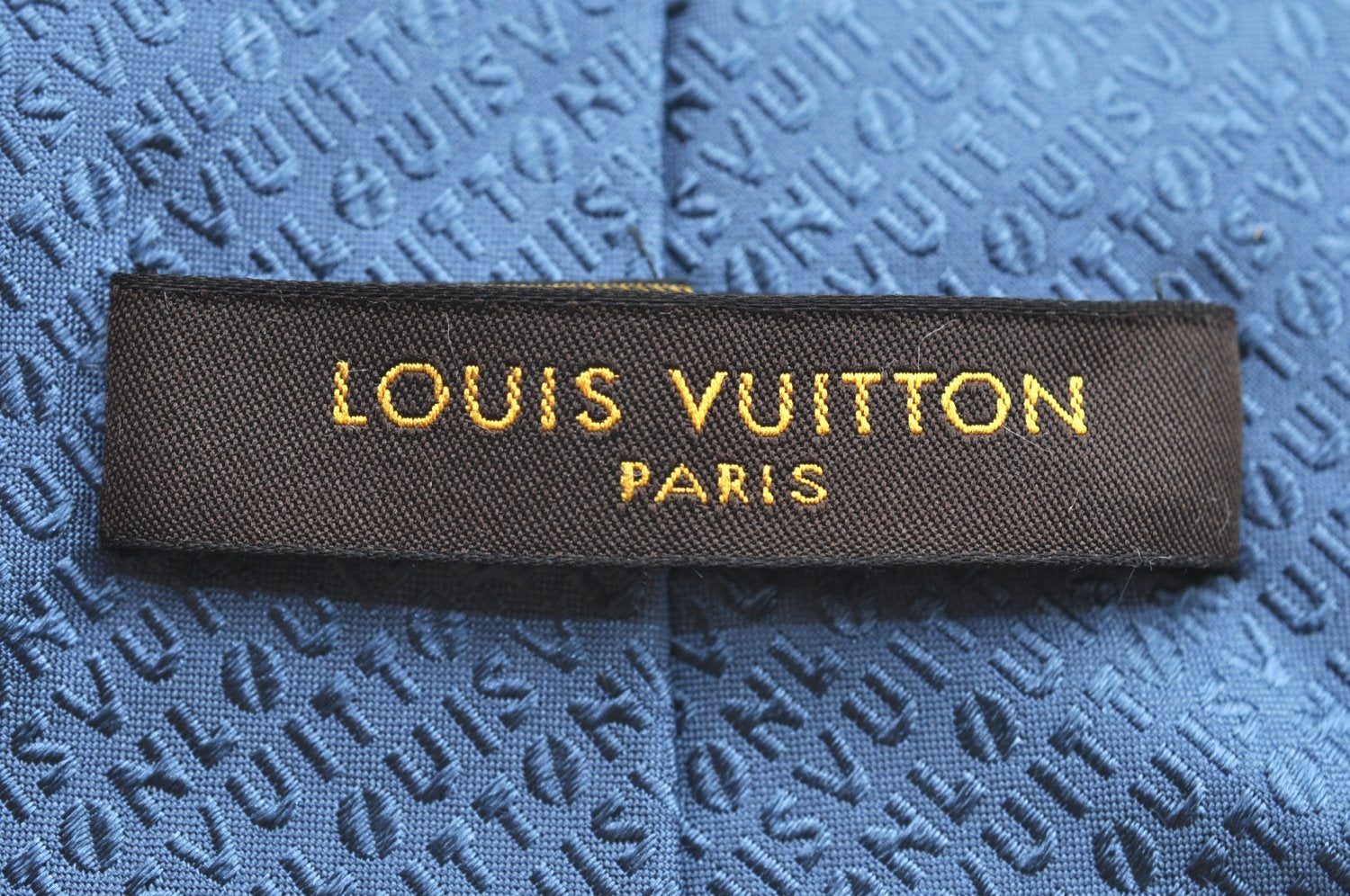 Authentic Louis Vuitton Vintage Logo Necktie Tie Silk Blue LV K4499