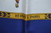 Authentic HERMES Carre 90 Scarf "LA PROMENADE DE LONGCHAMPS" Silk Navy K4501