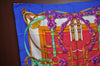 Authentic HERMES Carre 90 Scarf "Grand Manege" Silk Blue K4506