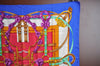 Authentic HERMES Carre 90 Scarf "Grand Manege" Silk Blue K4506