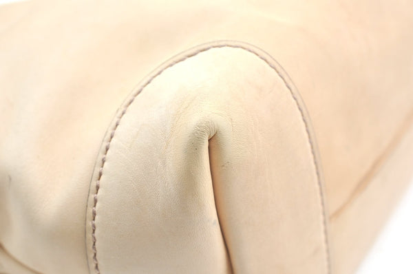 Authentic GUCCI Craft Logo Shoulder Tote Bag Purse Leather 269878 Beige K4507