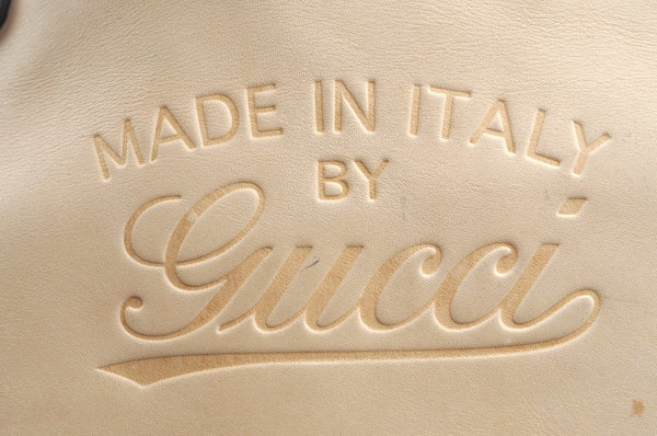 Authentic GUCCI Craft Logo Shoulder Tote Bag Purse Leather 269878 Beige K4507